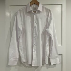 LUCKY BRAND White Solid Slim Fit Dress Shirt L 16 1/2